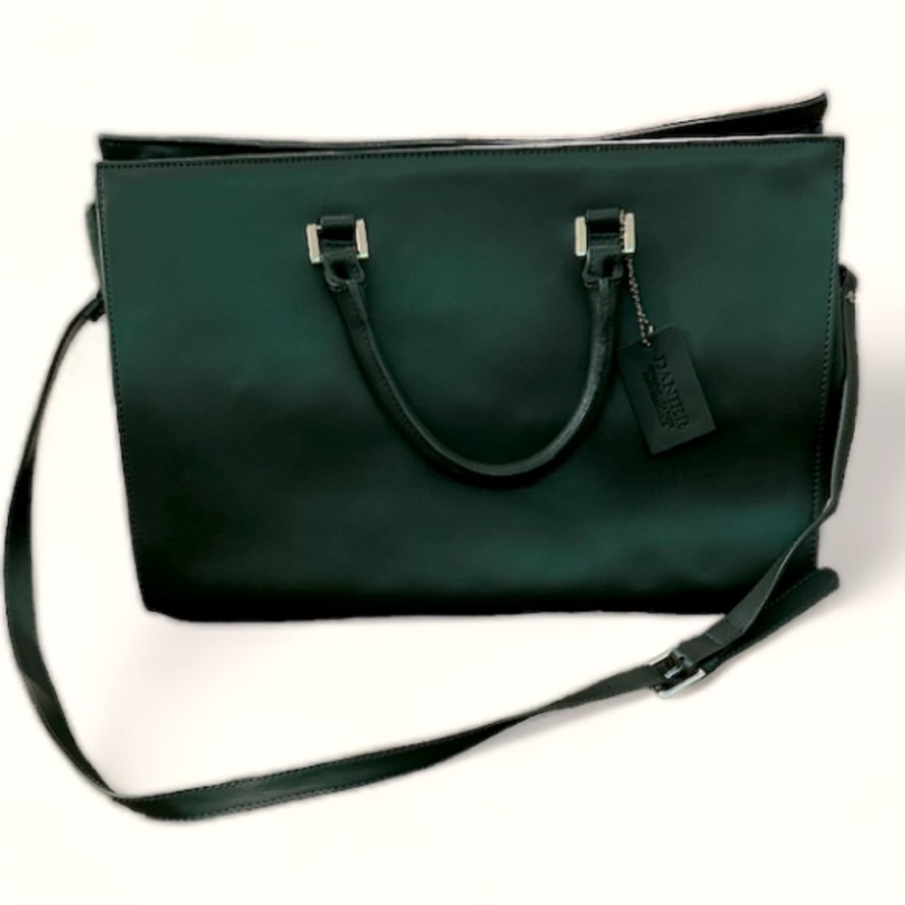 Danier Genuine Leather Large Dark Green Tote Bag/ Purse